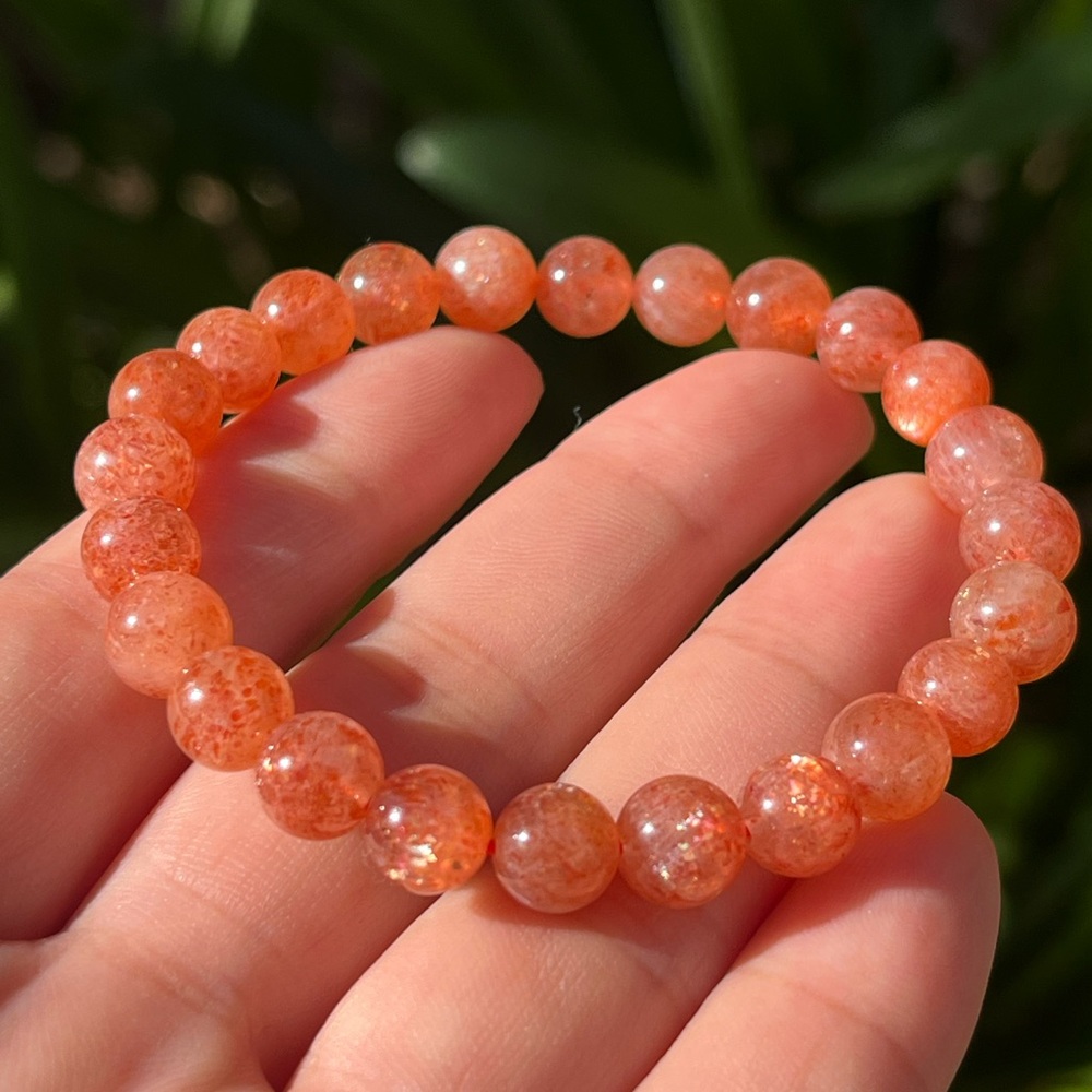 7.5mm‎ stretchable high quality sun stone bracelet